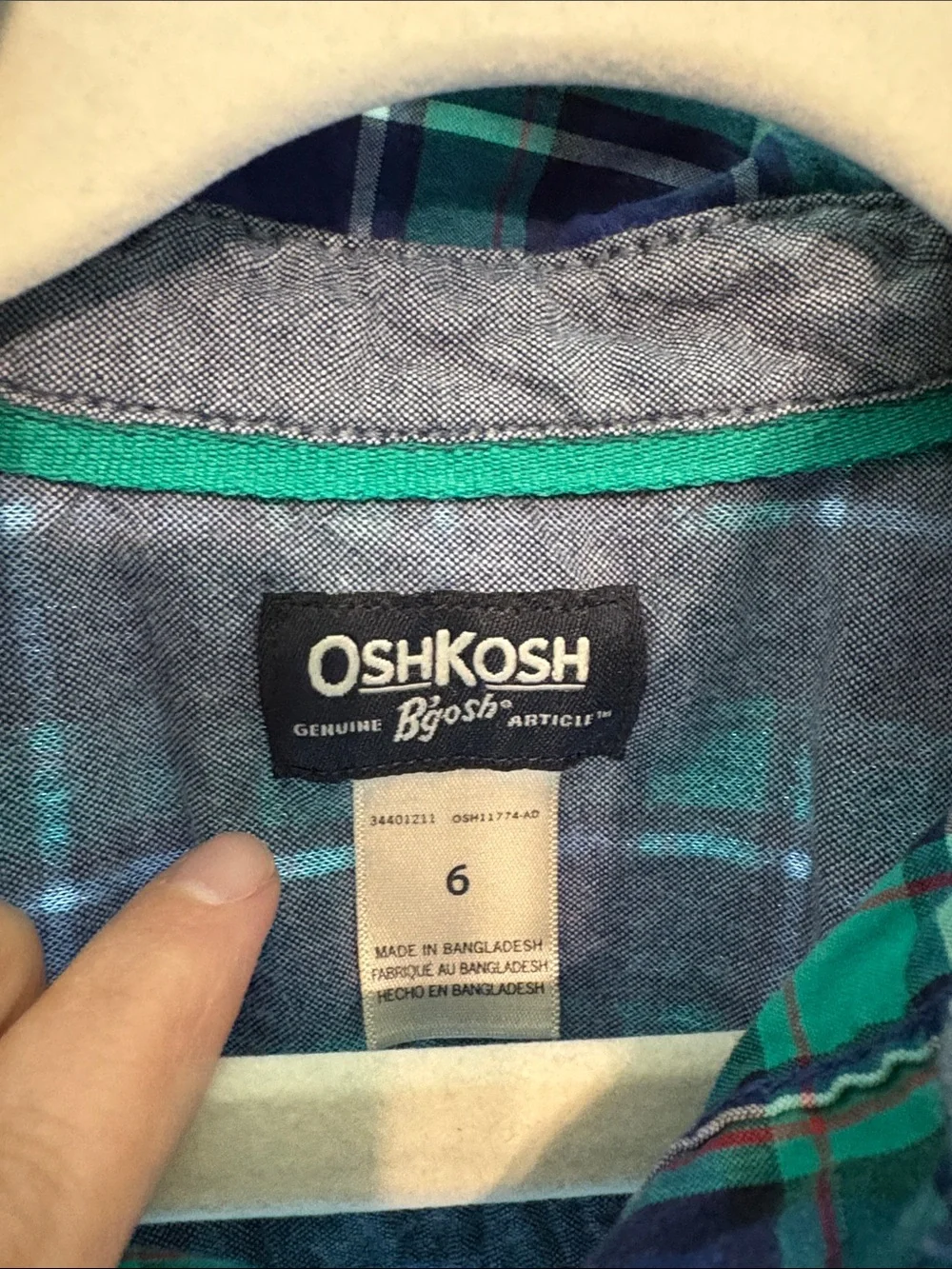OshKosh B'gosh Green & Blue Plaid Button-Down Shirt